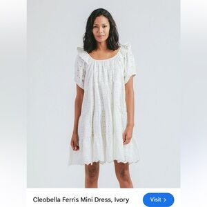 Cleobella Ferris, mini dress ivory new with tags organic cotton eyelet